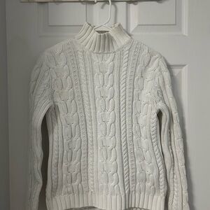 Chaps White Cable Knit Turtleneck Sweater